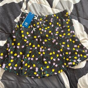 Adidas Yellow and White Tiered Skater Mini Skirt